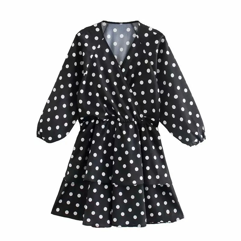 Женское платье в горошек za vadiming с цветочным принтом Европейском стиле весна лето