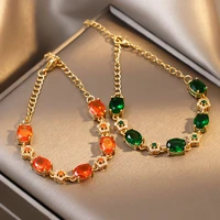 red and green gem bracelet female fashion tide personality temperament zircon bracelet jewelry design sense bracelets wholesale