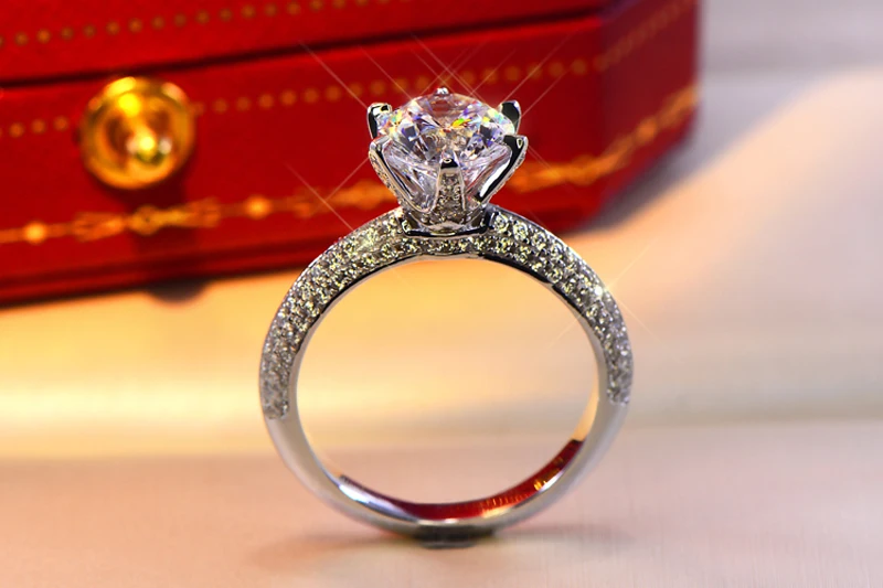 

Роскошные женские подарок обручальные кольца оригинальный твердый 925 серебряные ювелирные изделия натуральный 2.0ct Цирконий драгоценный ка...