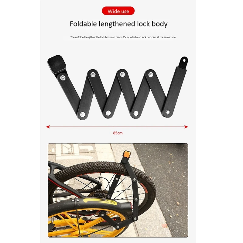 

Password Anti-Cut Safety Mtb Folding Bike Lock Professional Anti-Theft Alloy Steel Foldable Bicycle Lock Keys Password