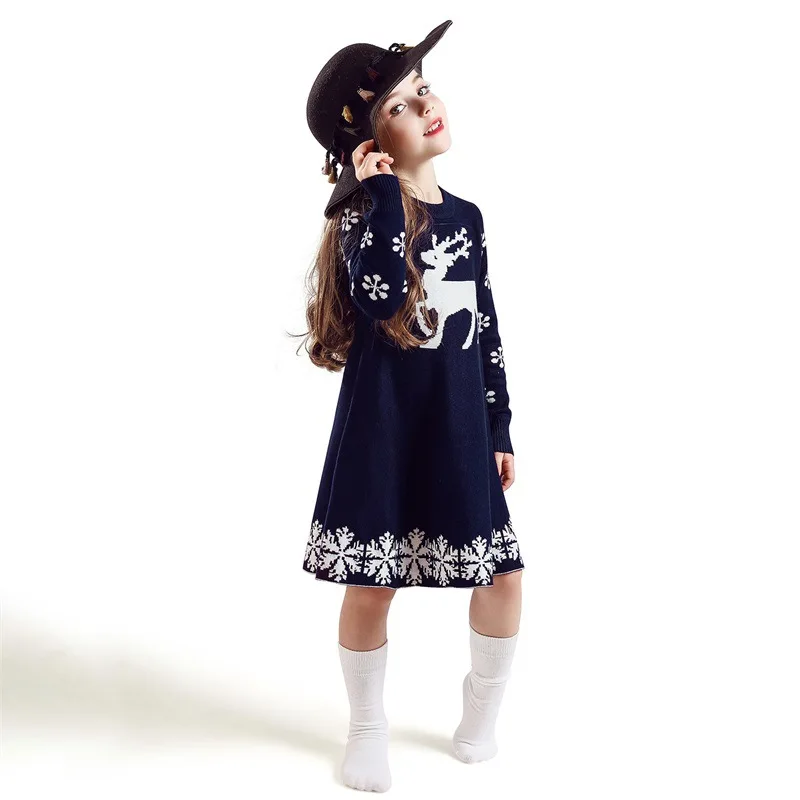 Вязаное платье для девочек с длинным рукавом на зиму | Детская одежда и обувь