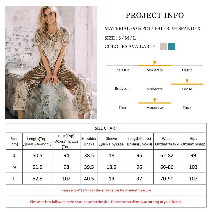 

HiLoc Winter Pajamas Women Sets Short Sleeve Home Suits Pocket Pajamas With Pants Velvet Sleepwear Warm Two Piece Set Female