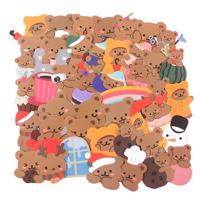 

60pcs/Pack Cute Bear Decorative Sticker Korean Diy Scrapbooking Diary Bullet Journal Planner Stick Label Kawaii Stationery