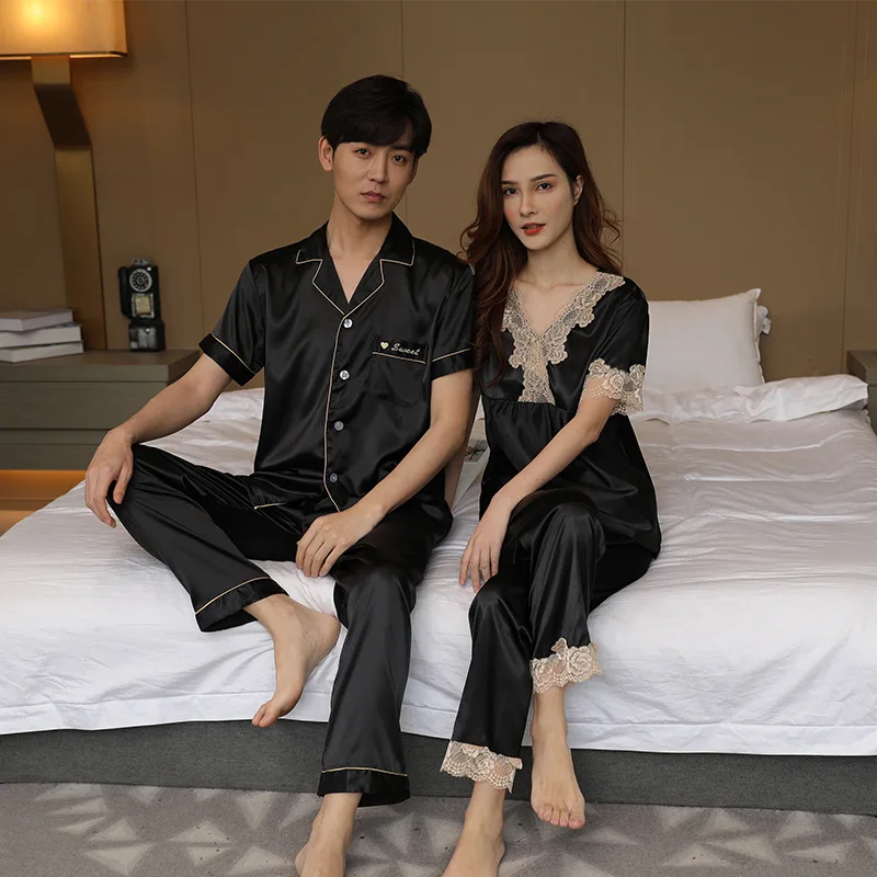 Pyjama Homme Mens Sleeping Pajamas Mens Short Pyjamas Silk Pajamas Set Men 21-461