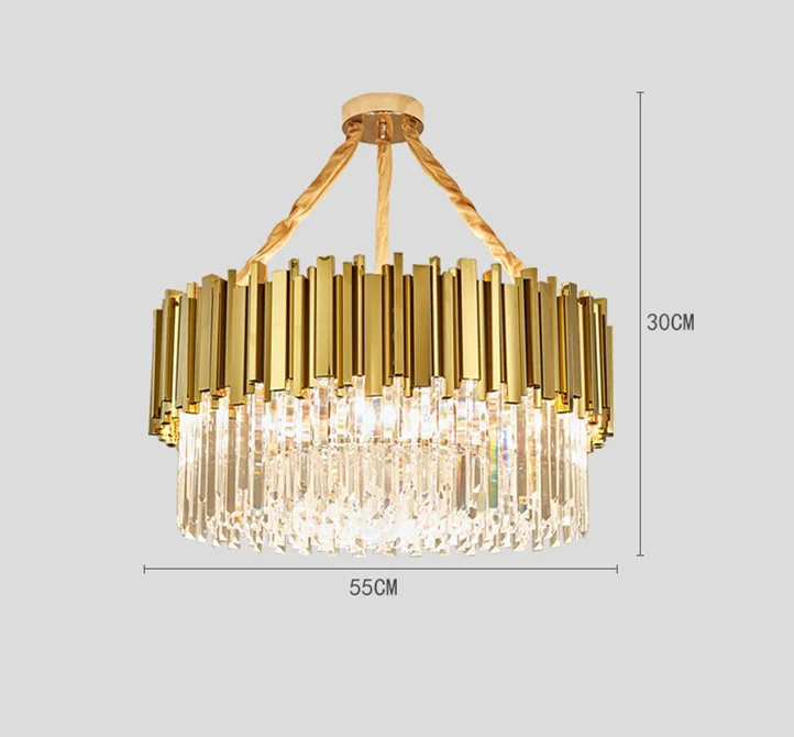 D55cm 9 light Роскошный позолоченный металлический блеск K9 хрустальные светодиодные подвесные светильники E14 люминесцентные светильники для столовой прямая подвеска осветительные приборы - Цвет корпуса: D55cm 9 light