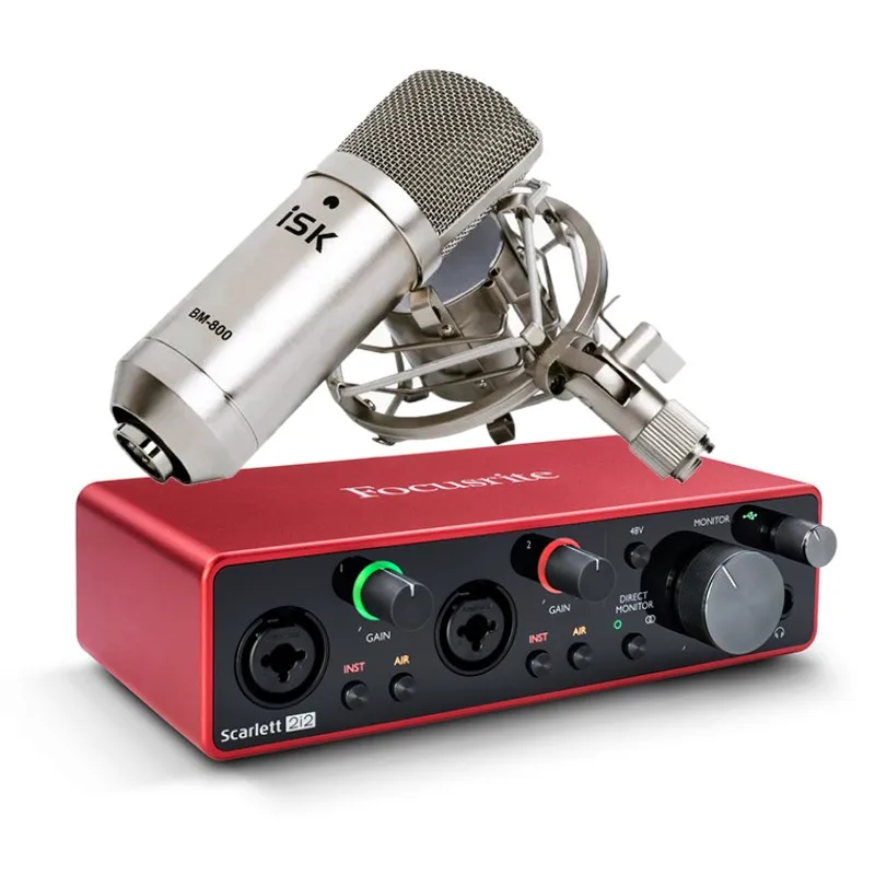 Focusrite Scarlett 2i2 3rd gen звуковая карта с иск BM-800 микрофон костюм для студийной записи/персональный компьютер в прямом эфире