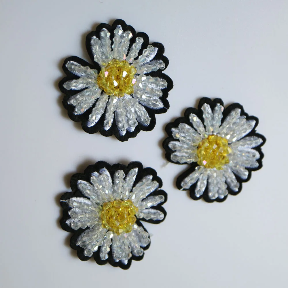 3 шт./лот Цветочные бусины нашивки для одежды блестки со стразами Аппликации