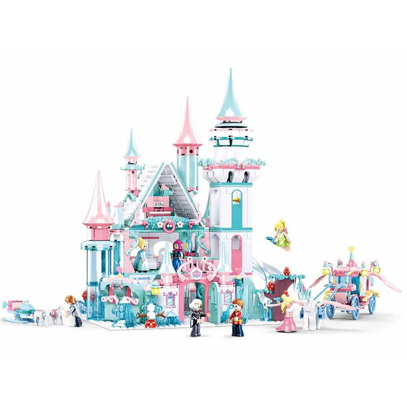 

1314Pcs Princess Snow Queen Elsa Magical Ice Castle Building Blocks Sets Friends DIY Bricks Educational Toys for Girls