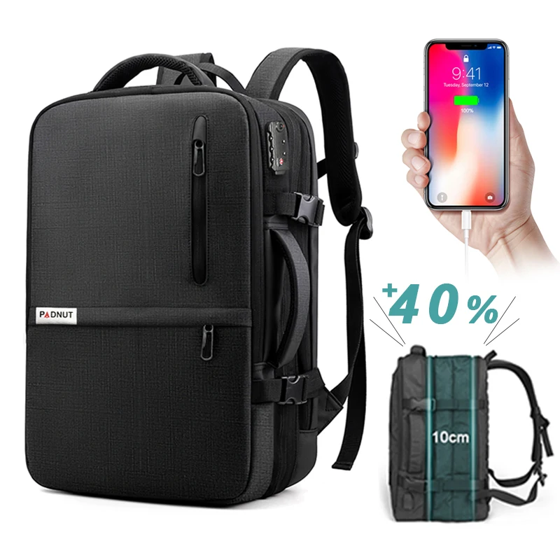 Рюкзак для ноутбука 17 дюймов расширяемый мужской и женский рюкзак с usb зарядкой