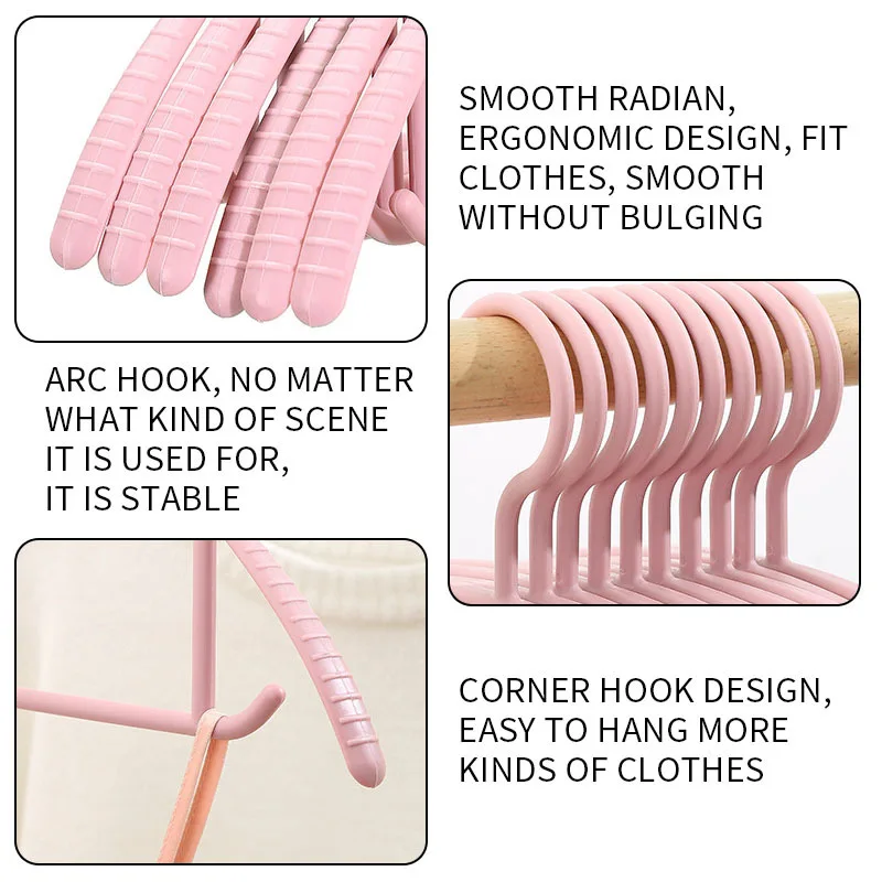 

10 Pcs/Set Non-Slip Non-Marking Hangers Closet Organizer Clothing Rack Household Adult Plastic Hangers For Clothes
