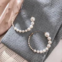 new fashion korean anti allergy pearl c shaped ear loop women temperament versatile pearl half circle earrings for female 2021