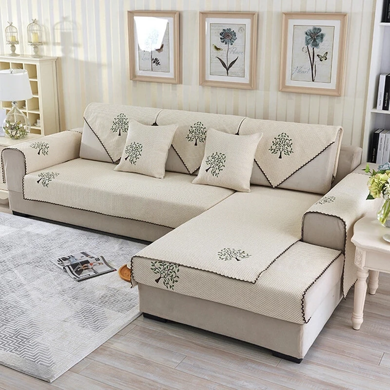 Простой чехол для дивана нескользящий съемный гостиной спальни чехлы из хлопка и