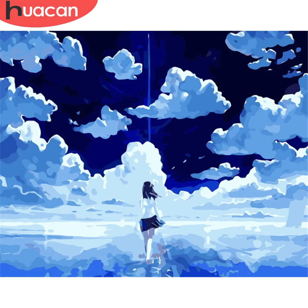 

HUACAN DIY Краска по номеру девушка рисование на холсте картины по номерам пейзажные наборы ручная краска ed краска ing Art подарок домашний декор