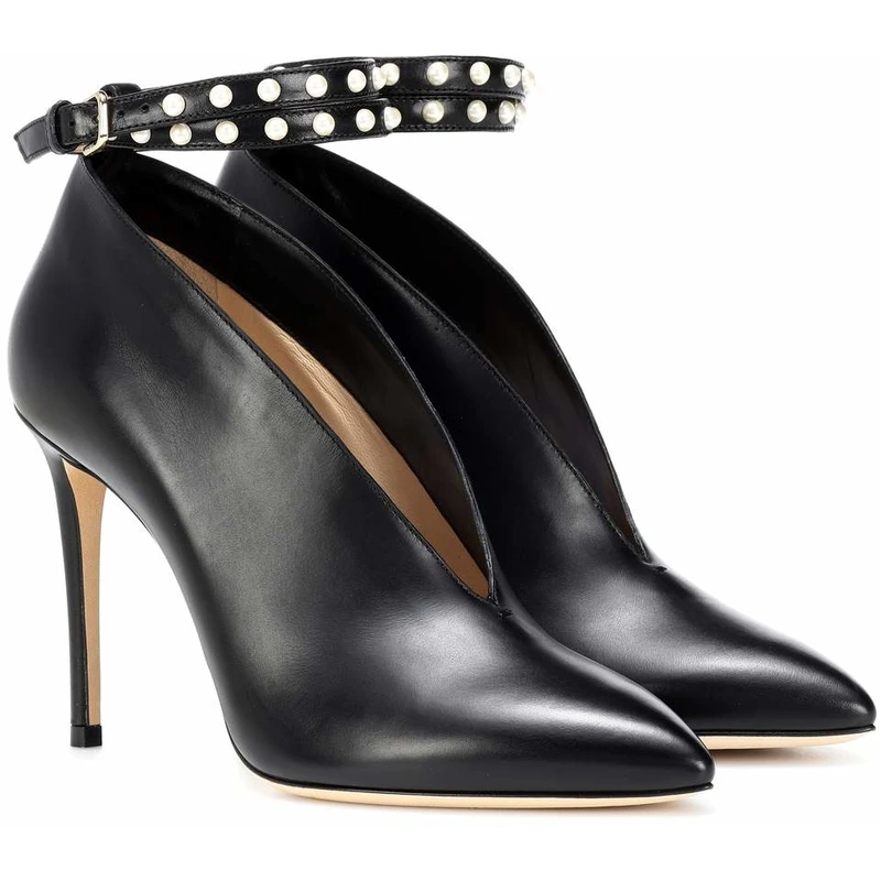 Туфли лодочки женские с острым носком пу кожа металлическая пряжка высокий