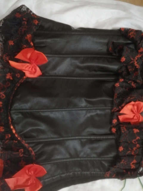 Новинка сексуальный женский черный Бурлеск Кружева атласный красный бант корсет