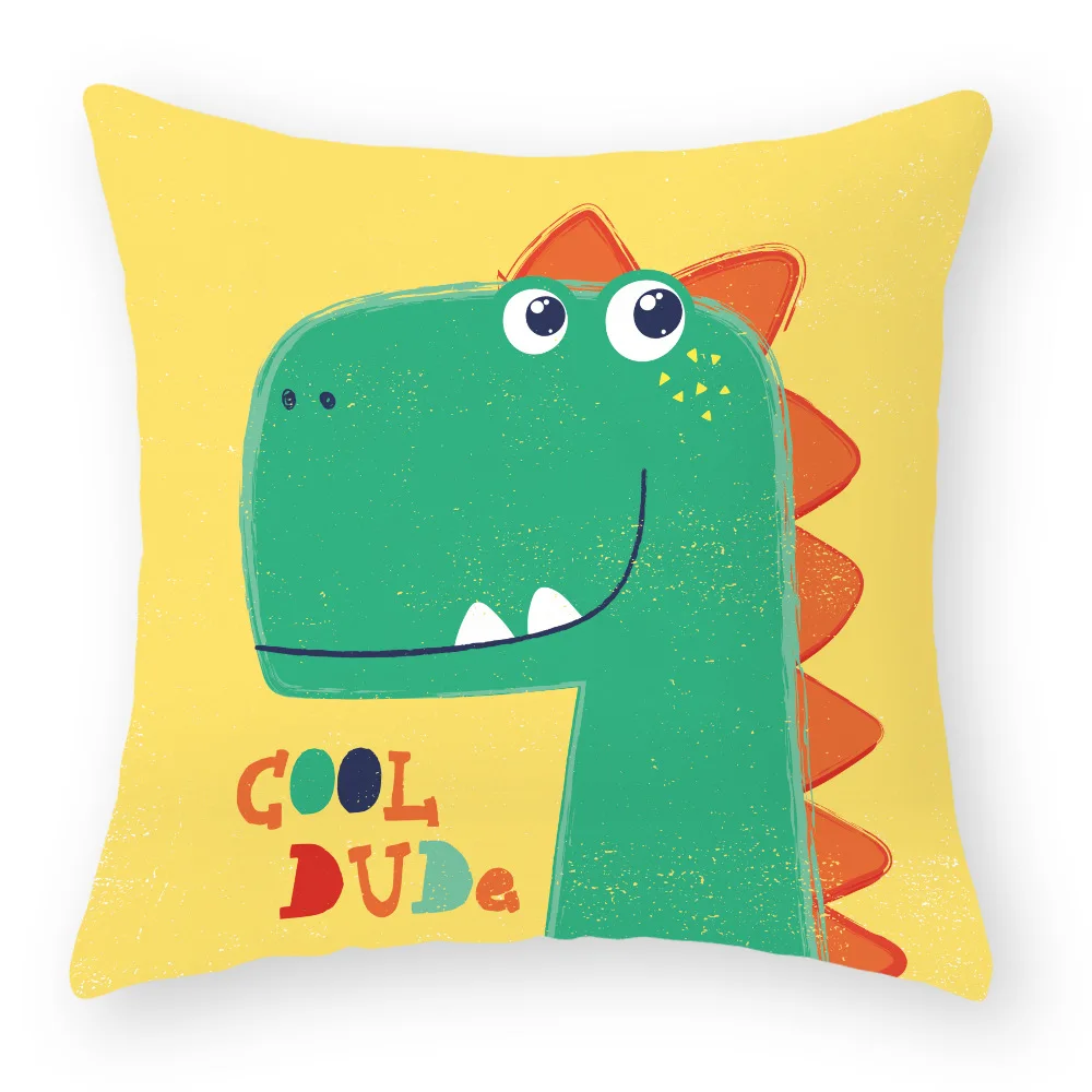 

Lovely Cartoon Dinosaur Print Cushion Cover Pillowcase For Kids Room Nursery Living Room Sofa Bed Decorative Pillow Cover