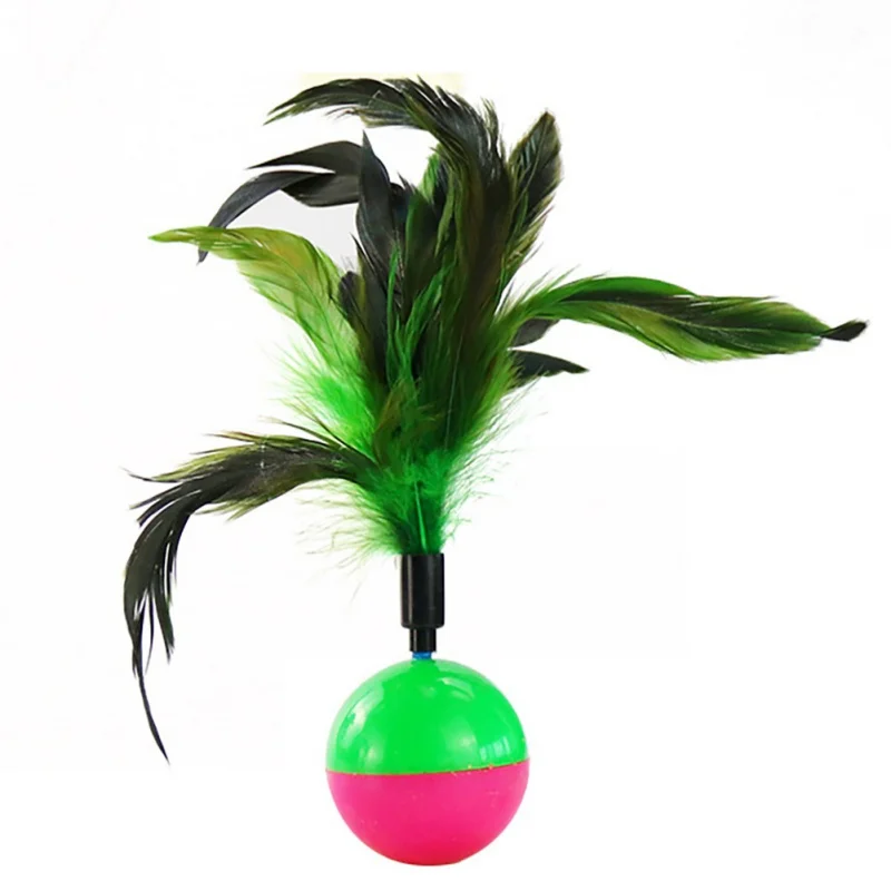 Игрушка-тумблер с перьями Интерактивная головоломка забавная игрушка для кошек