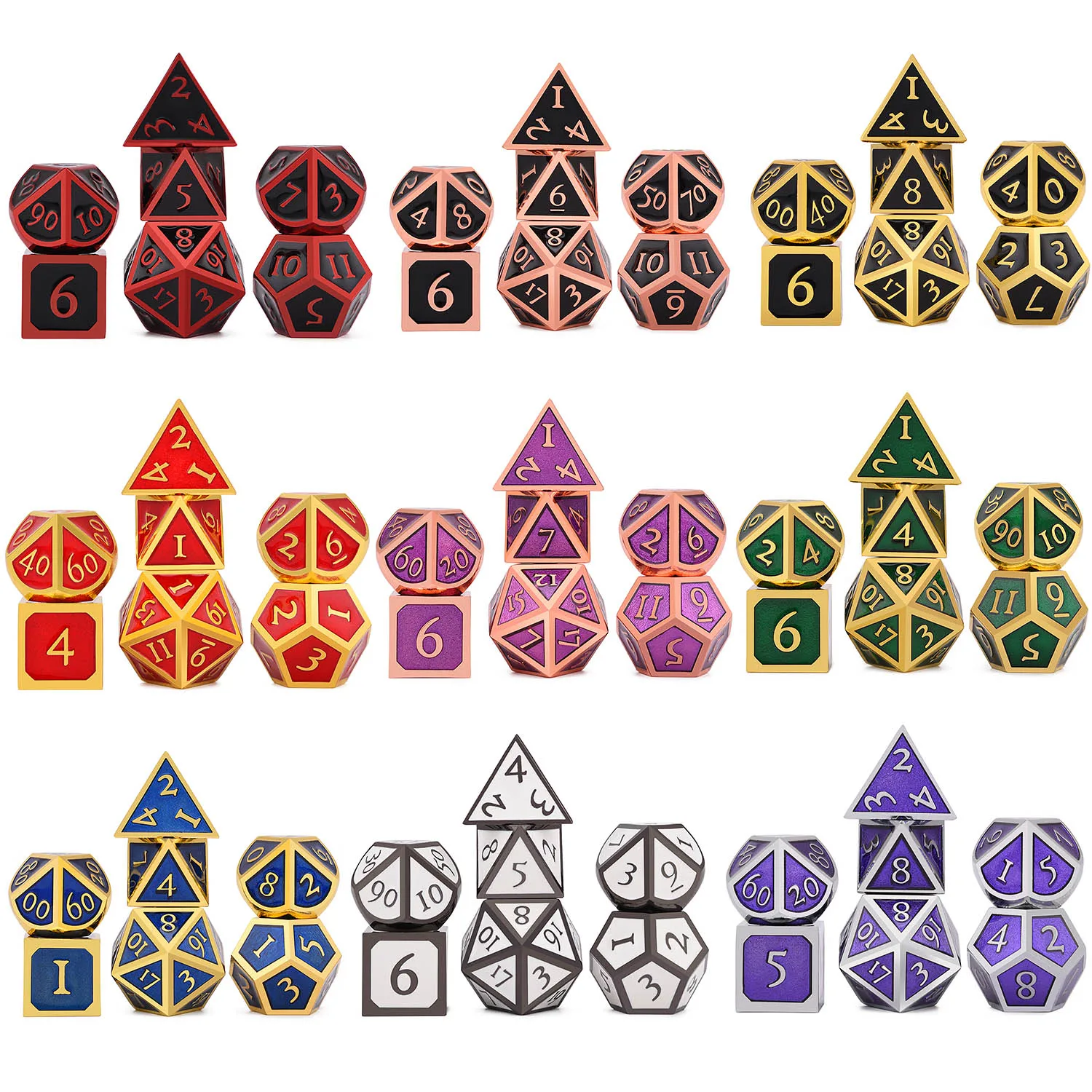 Набор из 7 металлические игральные кубики с чёрный мешок кулиской для настольный