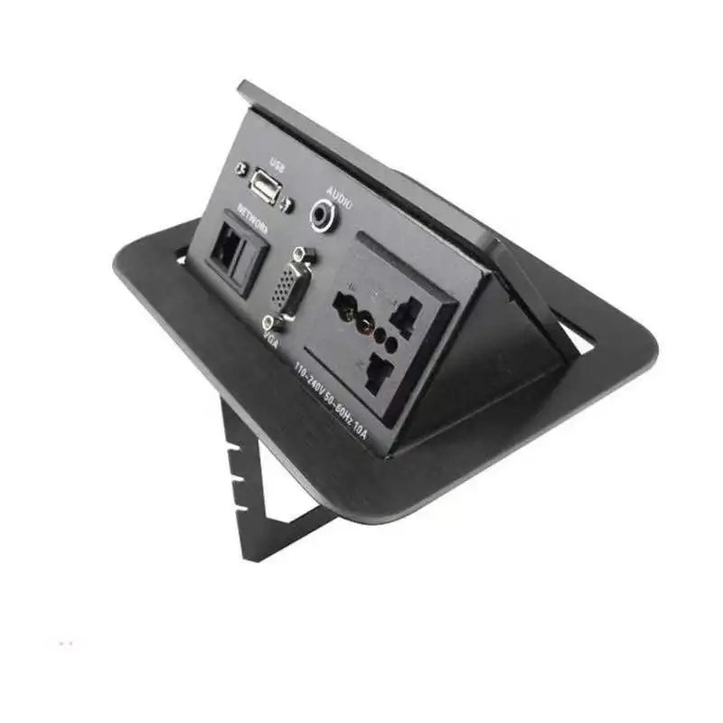 Черный мультимедийный стол Скрытая электрическая розетка с крышкой AC