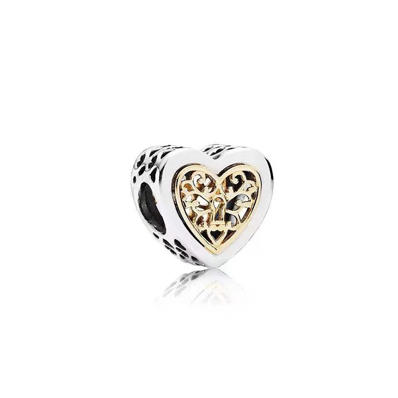

100% Sterling Silver 925 Bead Love You Heart Charm Pendants Fits Original Bracelets Bangles For Girls DIY Making Jewelry Gifts