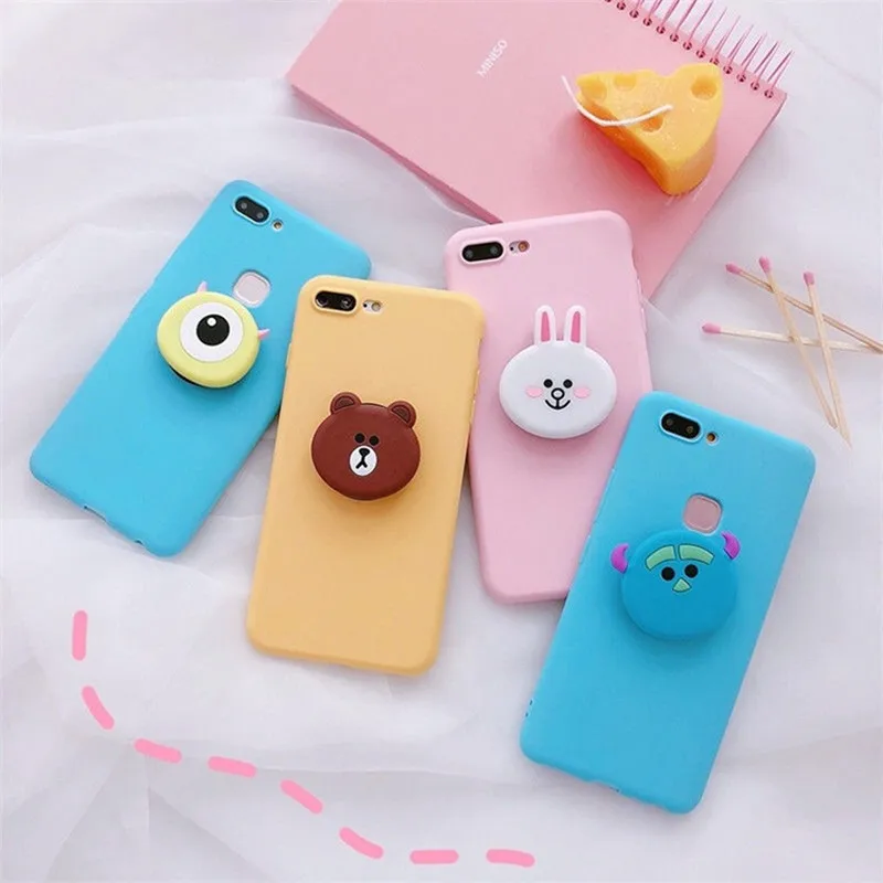3D cartoon couple kickstand Phone Case For coque iPhone 7 7Puls 6S 8 Plus case silicon for iphone cover X XR Xs max kawaii cases | Мобильные