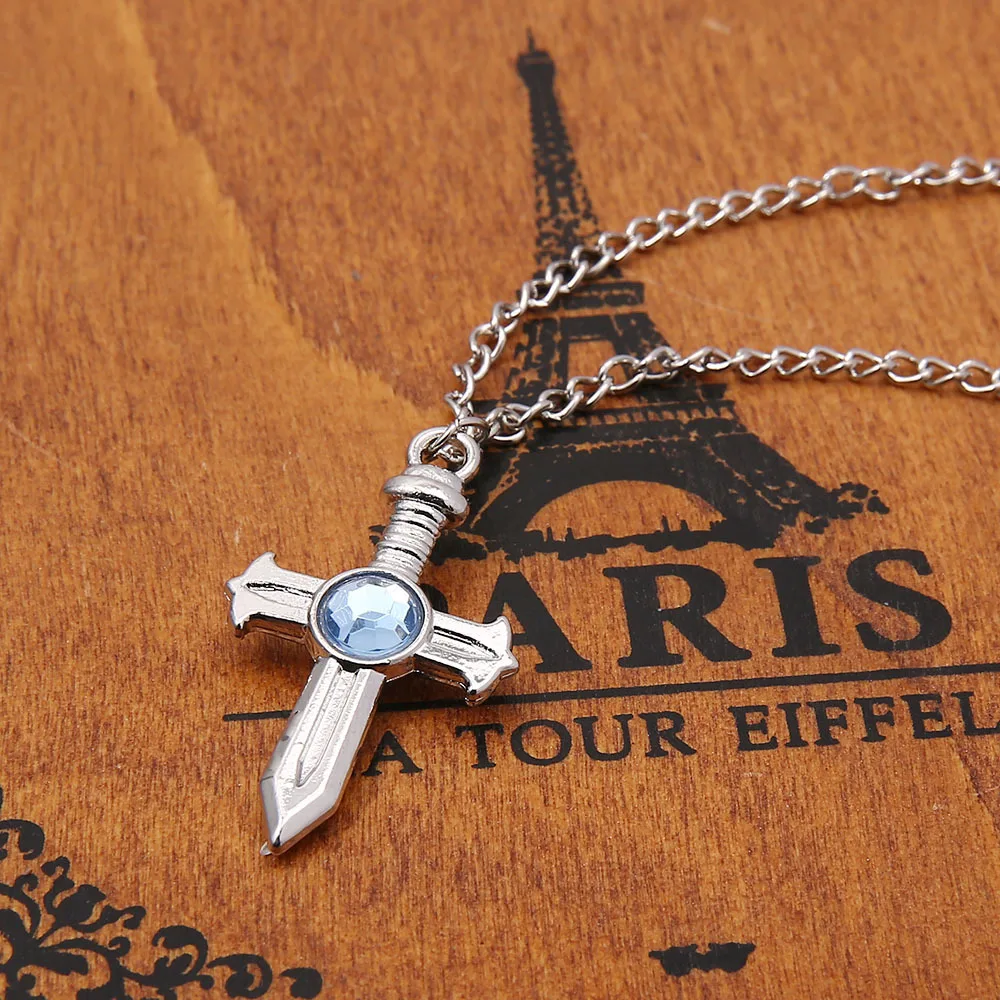 

New necklace 2020 fashion gray cross , double-sided sapphire, guild logo pendant, suitable for all kinds of collocations