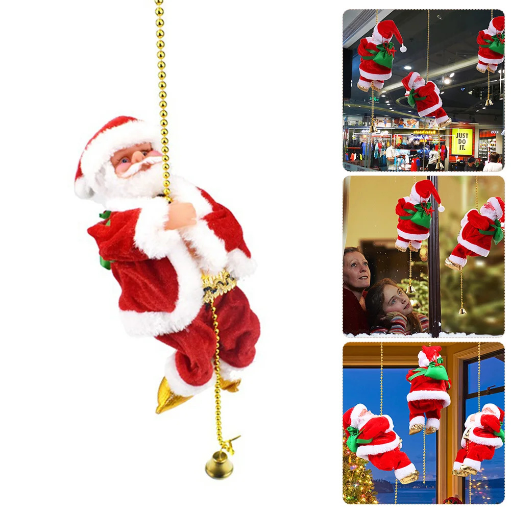 

Musical Santa Claus Climbing Rope Christmas Decoration Plush Toy Gift For Kids Xmas Tree Home Decor Hanging Christmas Ornaments