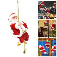 musical santa claus climbing rope christmas decoration plush toy gift for kids xmas tree home decor hanging christmas ornaments