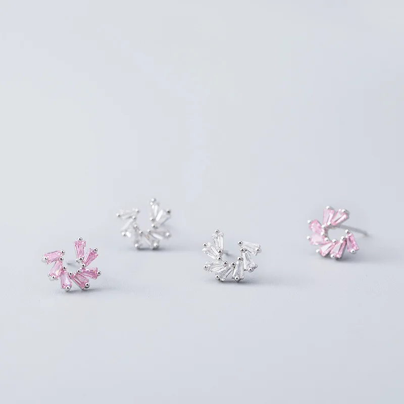 18k золотые серьги-гвоздики с кристаллами и цирконием для женщин 925 пробы