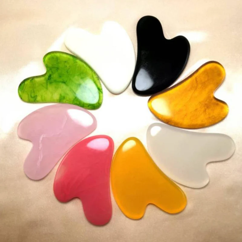 

1 PC Resin Heart-shaped Massage Scraping Board Artificial Rose Gua Sha Board Face Neck Body acupoint Massager tool Guasha Plate