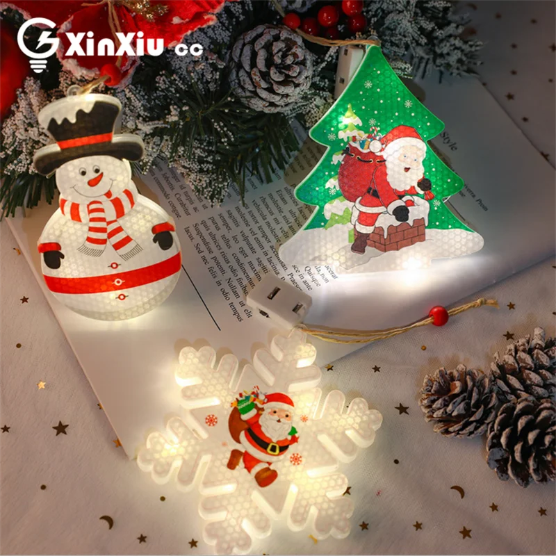 

Светодиодный светильник для рождественской елки, с питанием от аккумулятора, со снеговиком, фонарь для праздника, сказочный светильник для ...