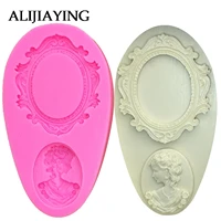 m1082 lady head photo frame shape silicone fondant 3d cake mold cupcake candy chocolate decoration baking tool moulds