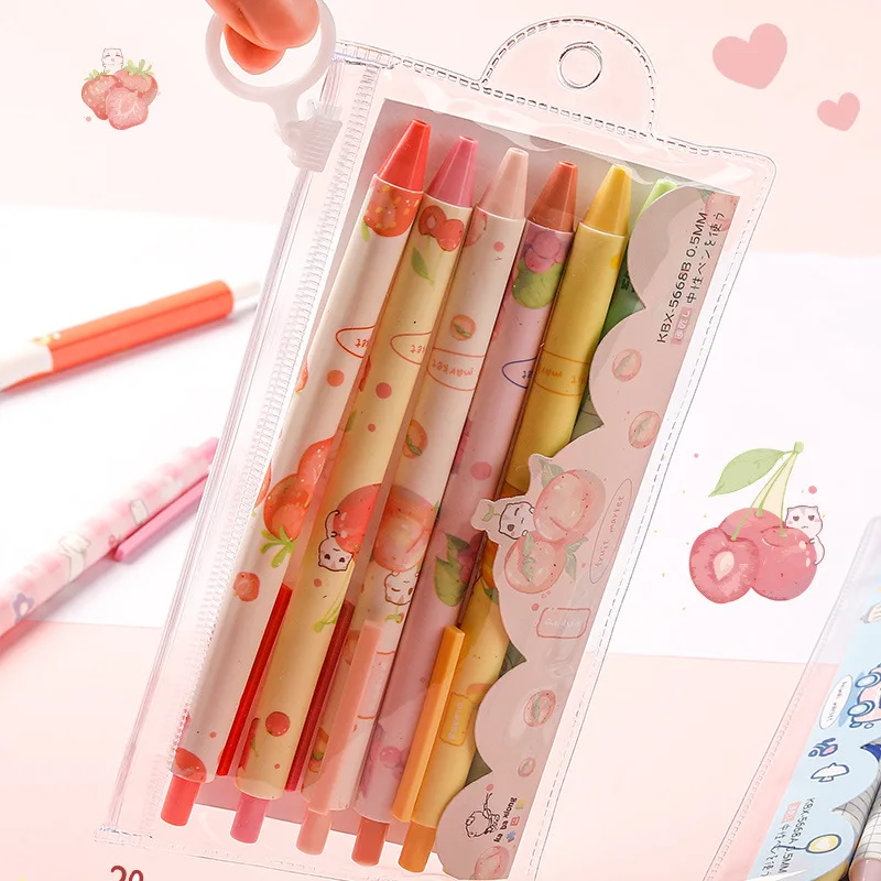 

6pcs/set Kawaii Girl Gel Pen Novelty 0.5mm Black Ink Pens for Student Gift Writing Office School Stationery Supplies F238