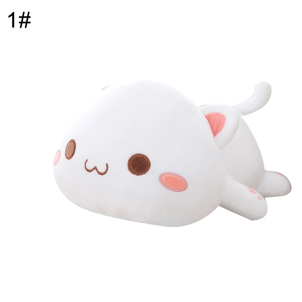 Kawaii Лежащая Кошка Животное Кукла Плюшевая мягкая подушка под спину Подушка детская игрушка подарок мягкая мультяшная Подушка подарок ребенку на Рождество новинка - Цвет: 1White 30cm