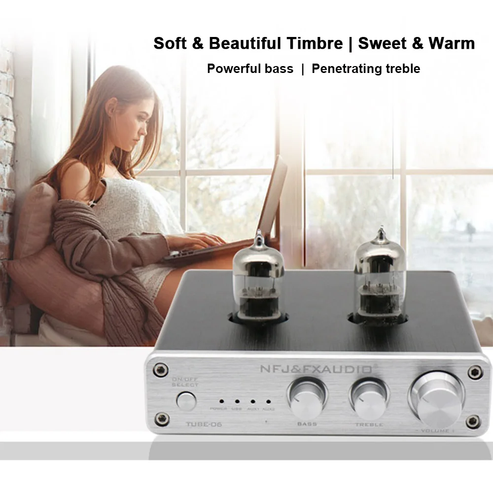 FX AUDIO труба 06 трубка Предварительный усилитель домашняя аудио 6N3 вход PC USB AUX басы и
