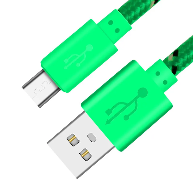 Green Быстрый USB 1 м 2 м 3 м нейлоновая оплетка Micro USB кабель для samsung Galaxy S7 6 Xiaomi htc LG NokiaTablet кабель для передачи данных зарядный Шнур зарядное устройство - Цвет: Green
