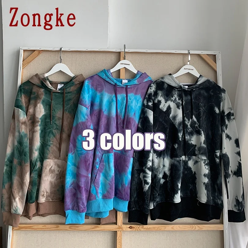 

Zongke Tie Dye Hoodie Men Clothing Streetwear Sweatshirt Men Tops Harajuku Pullover Men Hoodie Korean Clothes 3XL 2021 Spring
