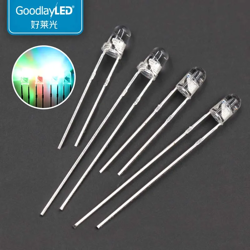 Круглые прозрачные светодиодсветодиодный лампы RGB 1000 шт. 3 мм быстрая и медленная