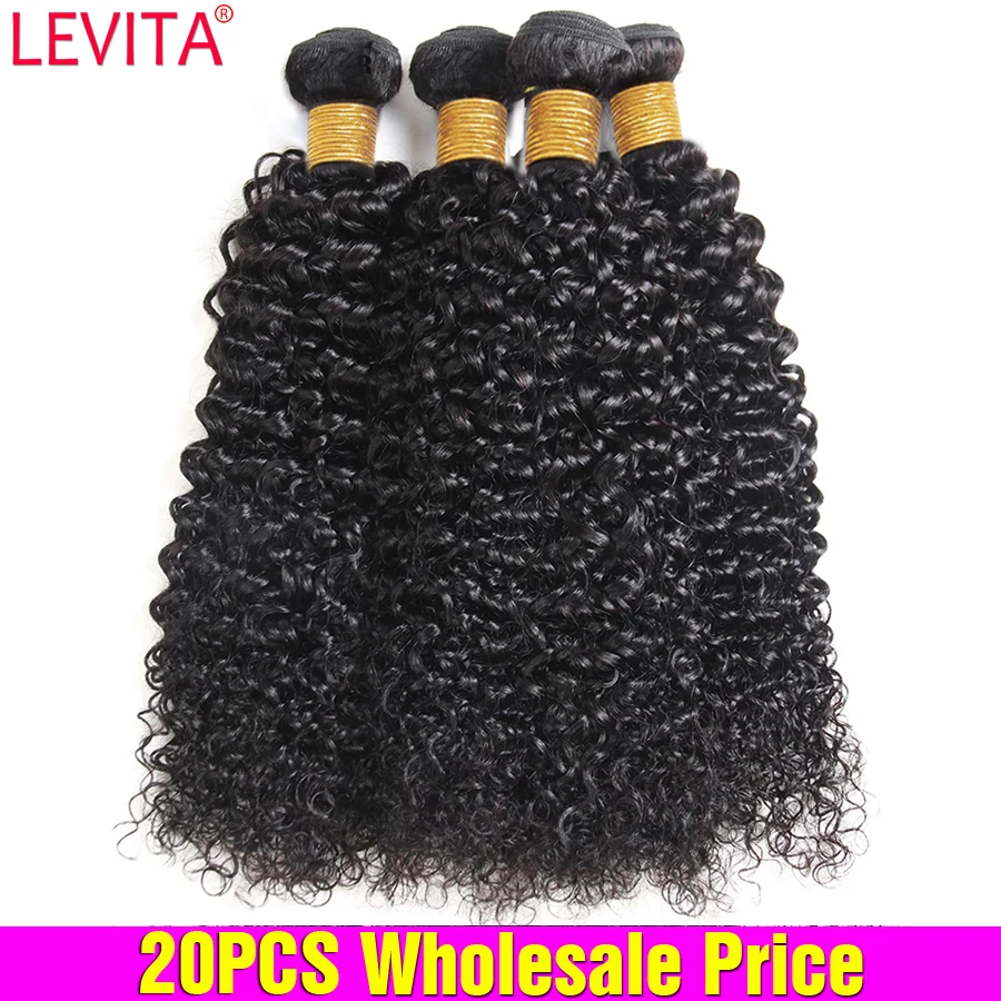 

Levita 20Pcs Wholesale Kinky Curly Bundles Deals Human Hair Bundles Weft Hair Extension Peruvian Brazilian Hair Weave Bundles