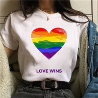 love wins print short sleeve fashionkawaii graphic womens top tshirt female t shirt ladies clothes round neck streetwears