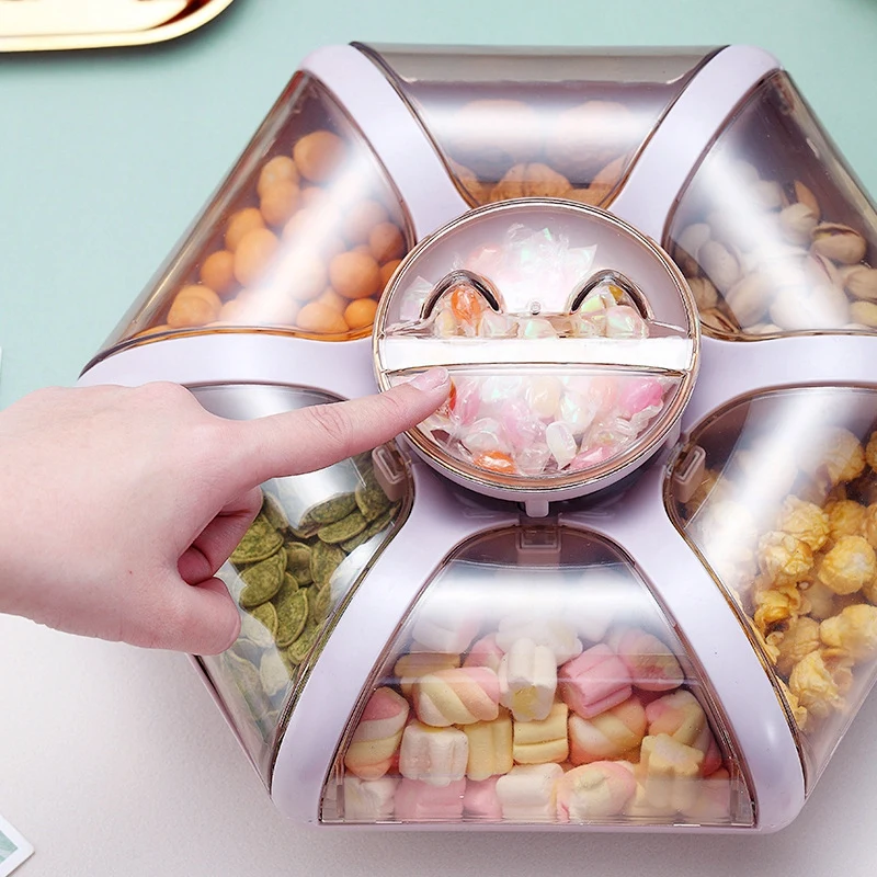 Lotus Fruit Box Large-Capacity Living Room Tray Transparent Press Type Snack Compartment Storage | Дом и сад