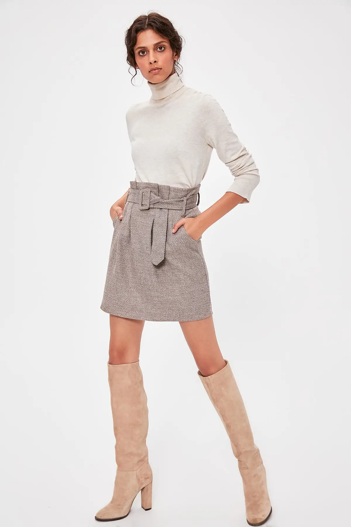 Трендовый норковый пояс юбка TOFAW19ST0119|Женские юбки| |