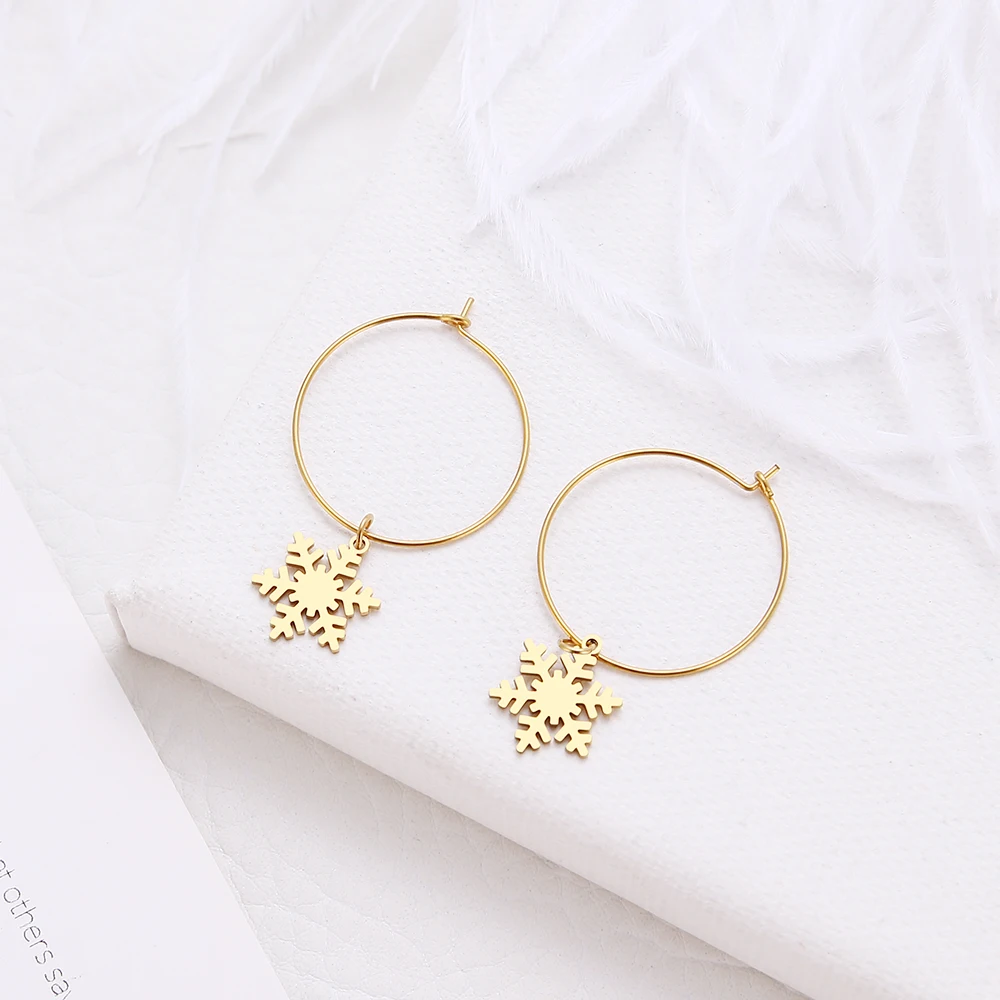 Женские серьги снежинки DOTIFI из нержавеющей стали золотого и серебряного цвета