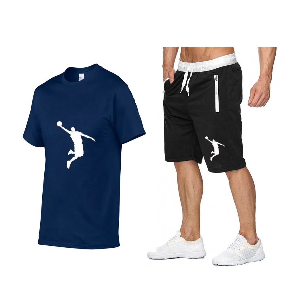

Summer New Men's Sportswear Suit Breathable Cotton Short-sleeved T-shirt and Shorts Two-piece Basketball Training Suit