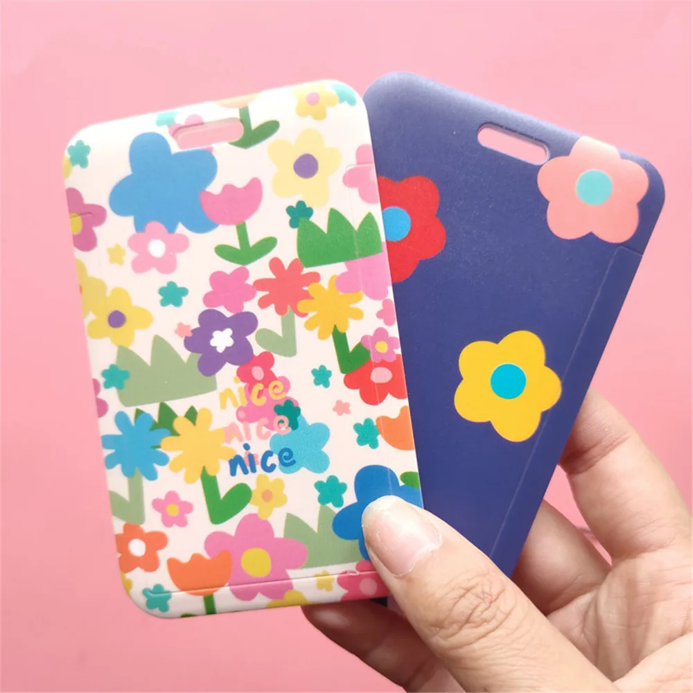 

1pc Id Card Holder Rectangle Name Credit Card Cover Pvc Visible Credit Slot With Detachable Lanyard Fashion Beautiful Kids Gift
