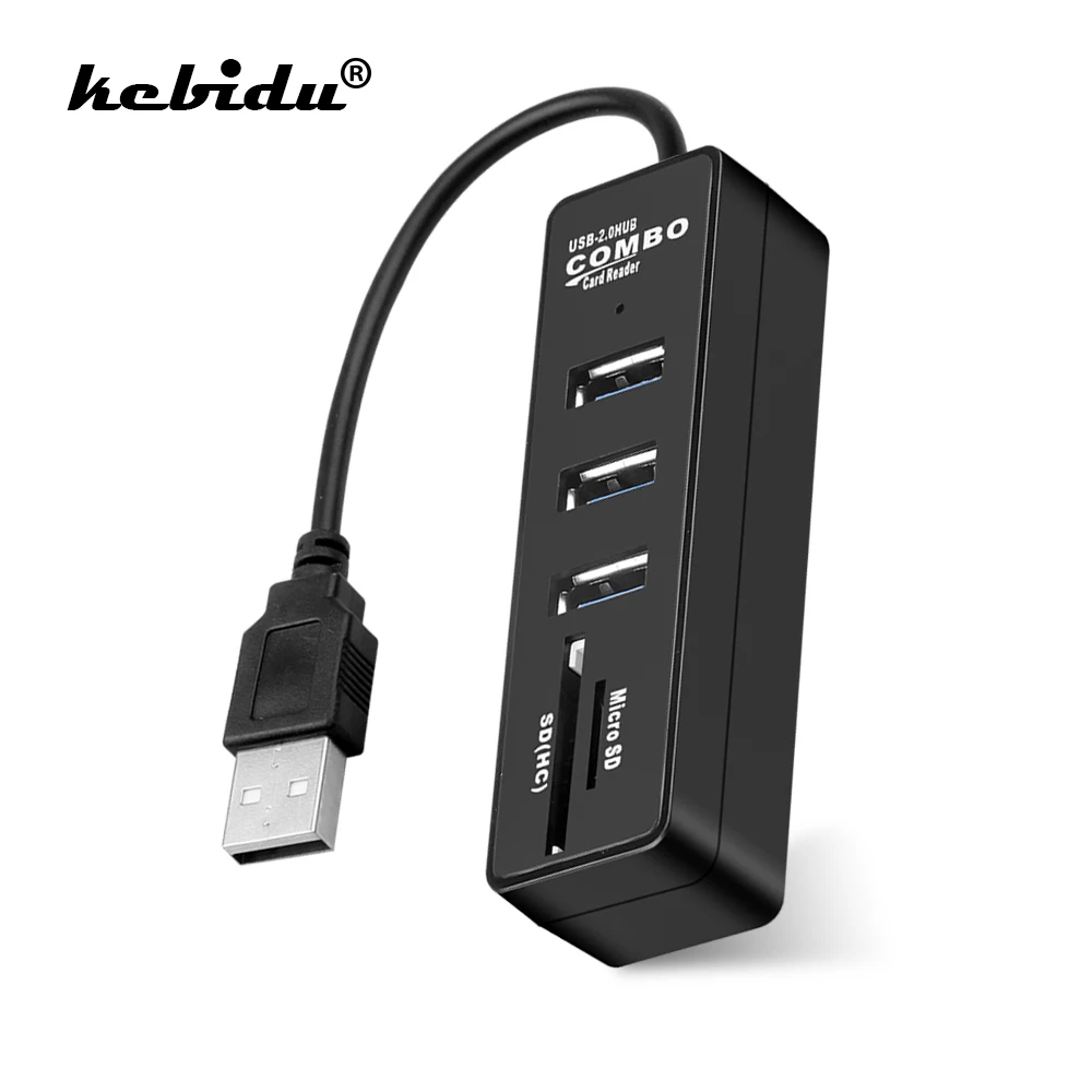 Новые 2 в 1 комбинированный usb хаб 0 3 Порты + USB кард ридер для SD TF Портативный