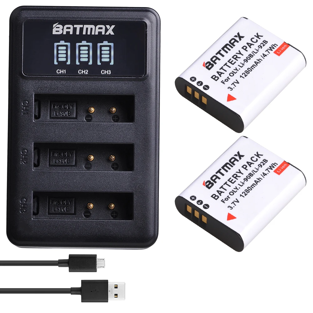 2 шт. LI 90B 92B ion аккумулятор Батарея + светодиодный USB Зарядное устройство с для