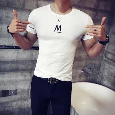 

2019 summer tide brand trend cotton round neck half sleeve slim bottoming shirt