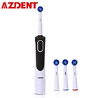 Электрическая вращающаяся зубная щетка AZDENT AZ-2 Pro, водонепроницаемая, без аккумулятора, для взрослых, 1 комплект, 4 насадки