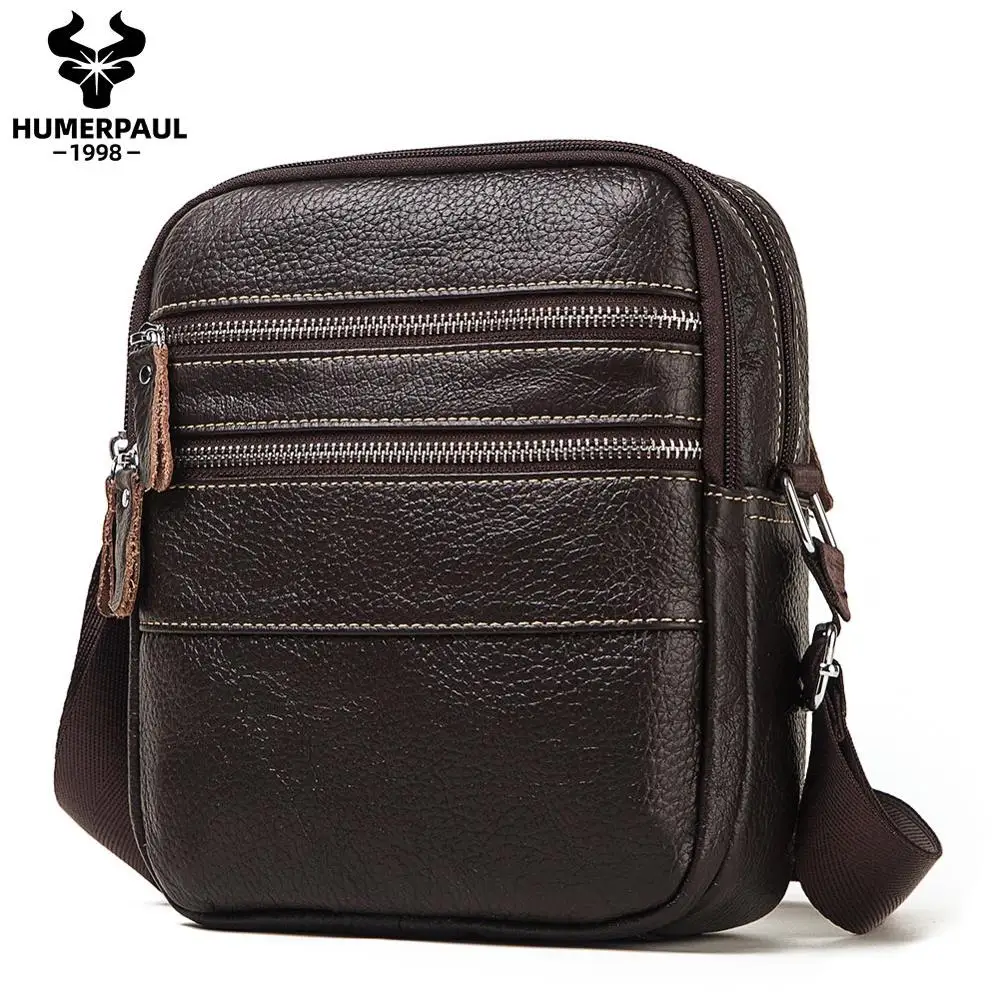 

Famous Brand 100% Natural Genuine Leather Men Messenger Bag Small Casual Business Bolsas Travel Sling Crossbody for Male